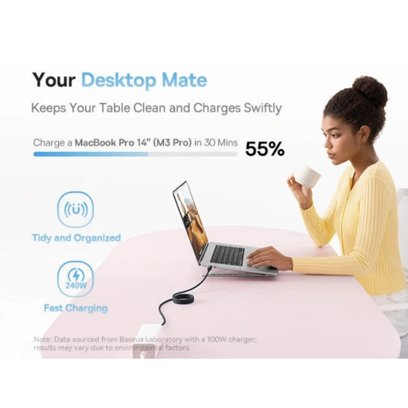 کابل USB-C بیسوس مدل PicoGo Magnetic 240W طول 1 متر