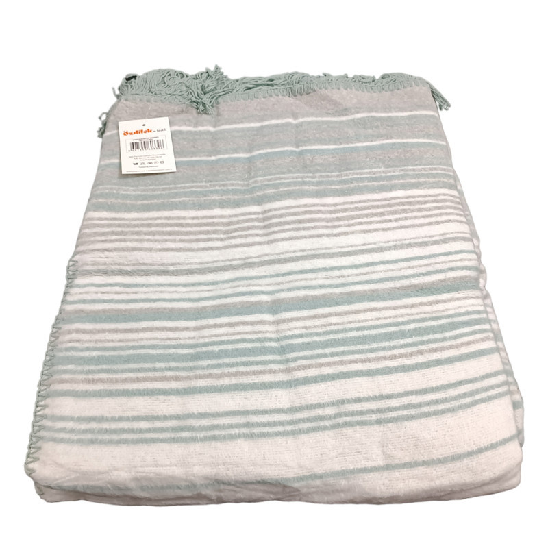 پتو ازدیلک مدل Stripe Mint سایز 170×130 سانتی متر