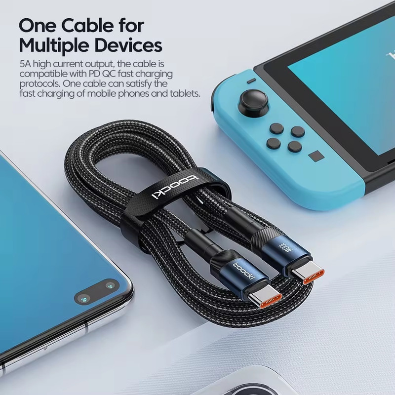 کابل تبدیل USB-C توکی مدل 100W TQ-X12 طول 1 متر