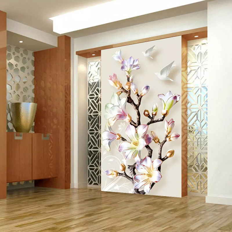 پوستر دیواری سه بعدی مدل شاخه گل برجسته DRVF1393