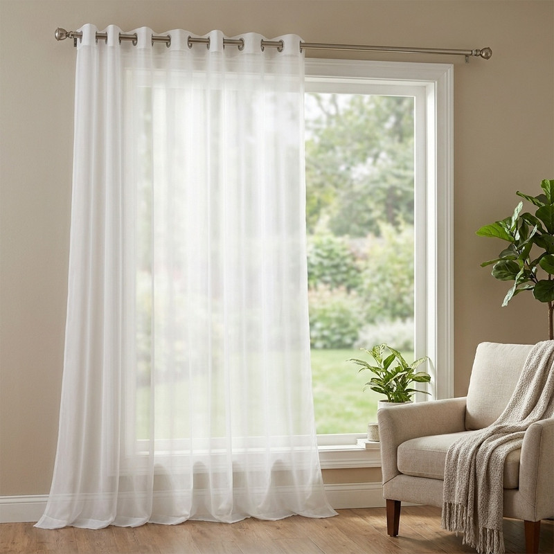 پرده مدل پانچ حریر ساده سایز 300x280 سانتیمتر