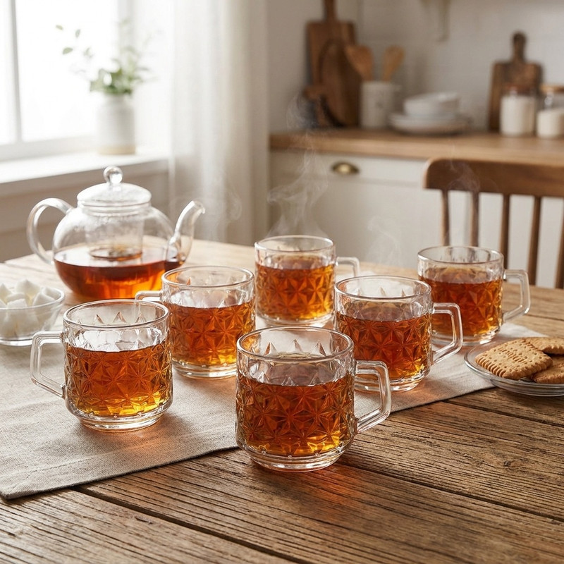 فنجان شیشه و بلور اصفهان مدل الیکا مجموعه 6 عددی