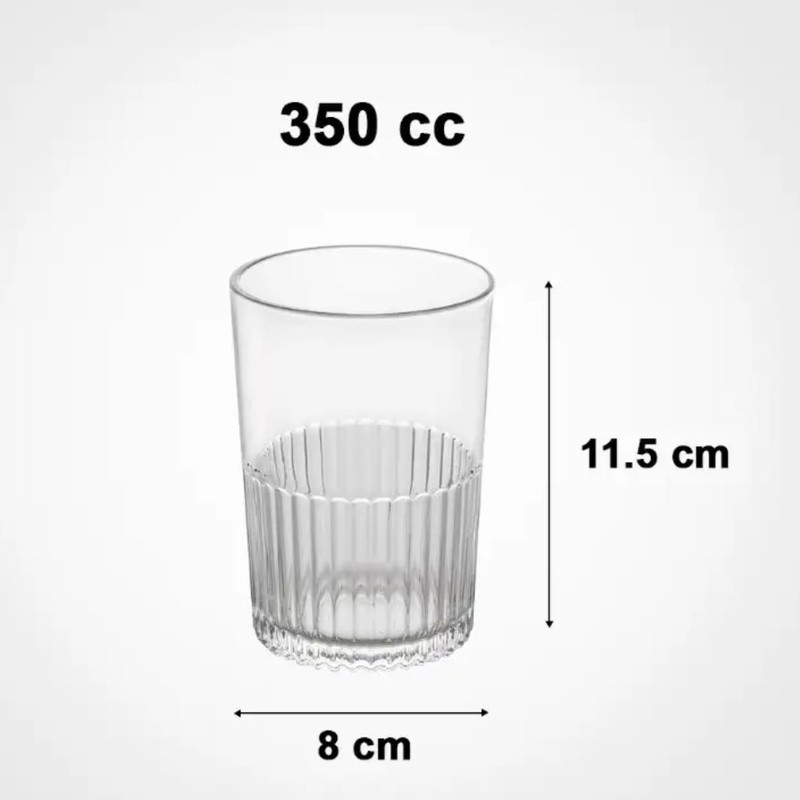 لیوان لیمون مدل شیشه ای شیاردار کد HS2216 مجموعه 6 عددی