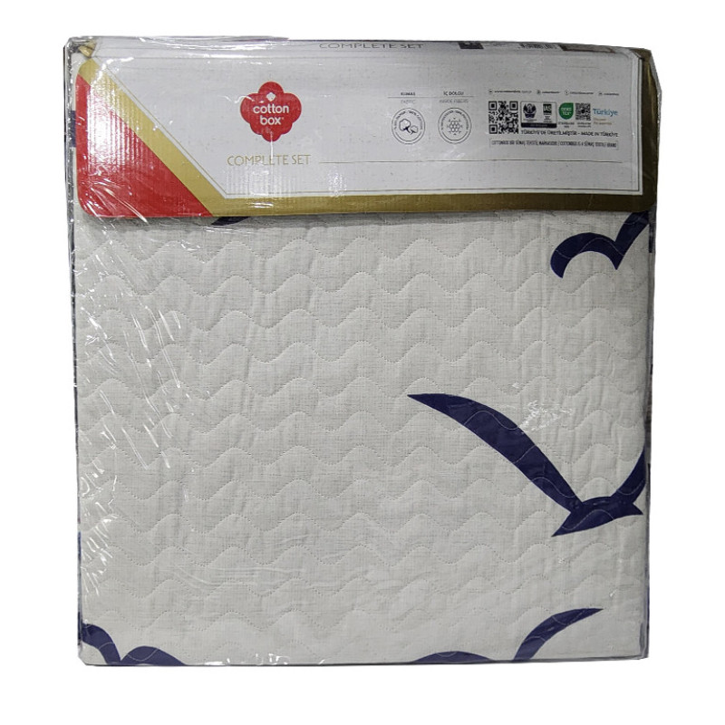 سرویس روتختی یک نفره 3 تکه کاتن باکس مدل Complete Seti Maritime Larum Lacivert T.K