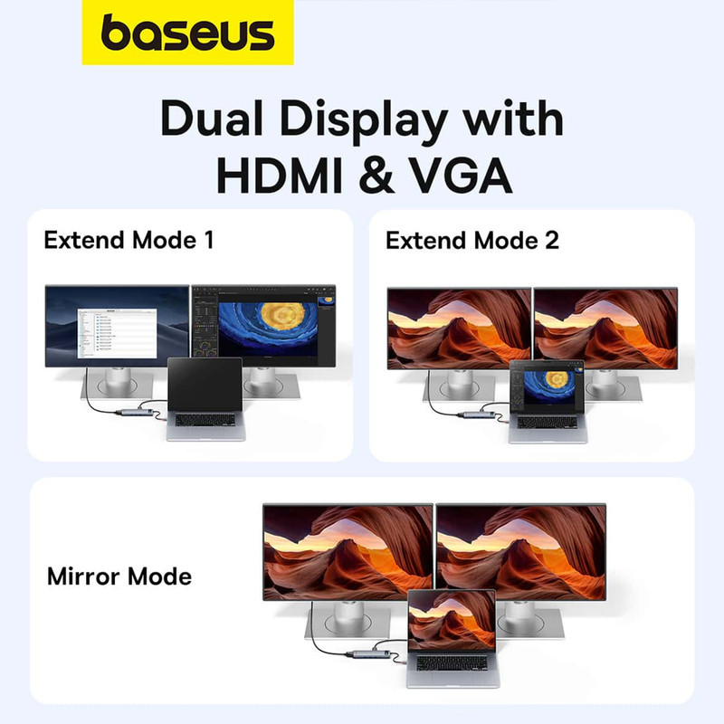 هاب 11 پورت USB-C بیسوس مدل BS-OH147