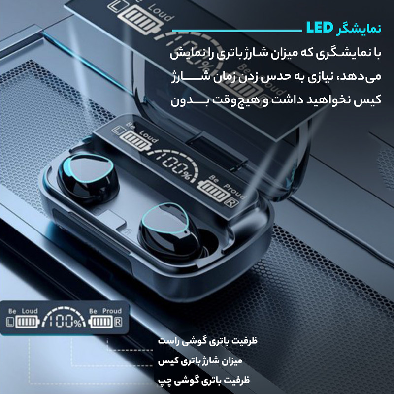 هدفون بلوتوثی مدل M10 V5.1 بدون قابلیت نویز کنسلینگ، درگاه شارژ Micro USB، دارای نشانگر LED، قابلیت استفاده به عنوان پاوربانک، مقاومت در برابر رطوبت و عرق