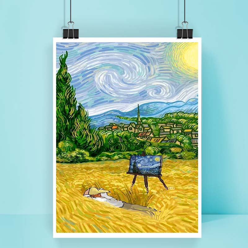پوستر کارنيکا طرح فانتزی ون‌گوگ Van Gogh Fantasy کد 75480 مجموعه 8 عددی