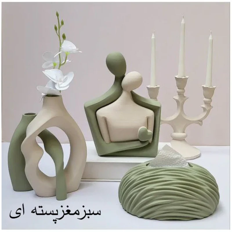 گلدان دکوری مدل دوقلو پیچی مدرن مینیمال مجموعه دو عددی