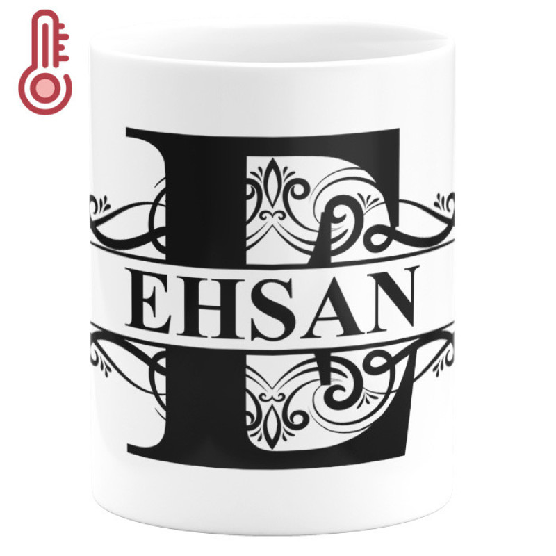 ماگ حرارتی گالری وبفر مدل اسم احسان به همراه زیر لیوانی