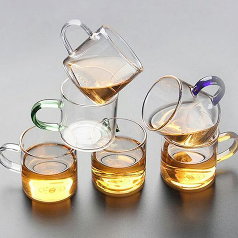 لیوان مدل شات قهوه طرح دسته رنگی بسته 6 عددی