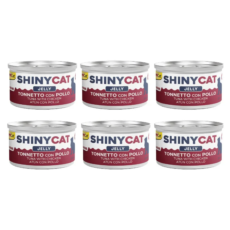 کنسرو غذای گربه بالغ جیم کت مدل Cat Food Chicken & Tuna in Jelly طعم ماهی تن و مرغ وزن 70 گرم بسته 6 عددی