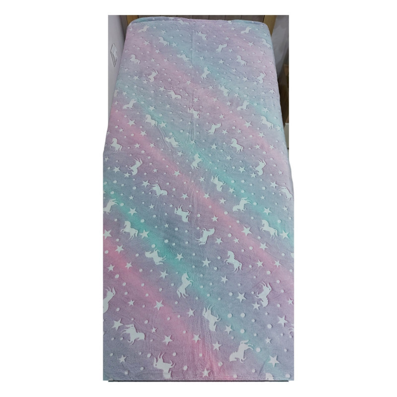 پتوی مسافرتی مدل شب نما طرح یونیکورن سایز 170x150 سانتی متر