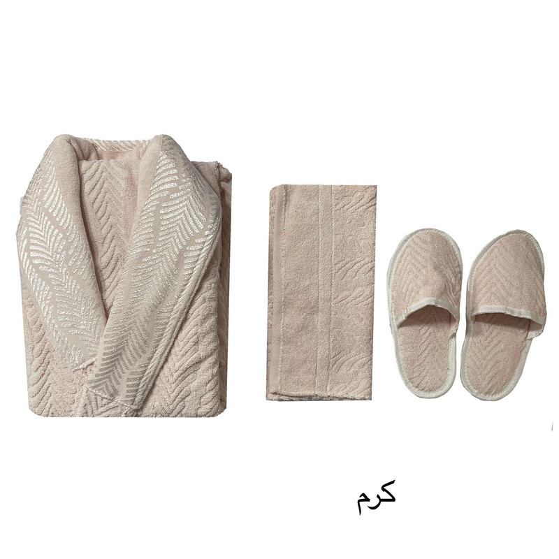 سرویس حوله پالتویی ۳ تکه هنرمند مدل لوکس لاین سایز ۱۲۵