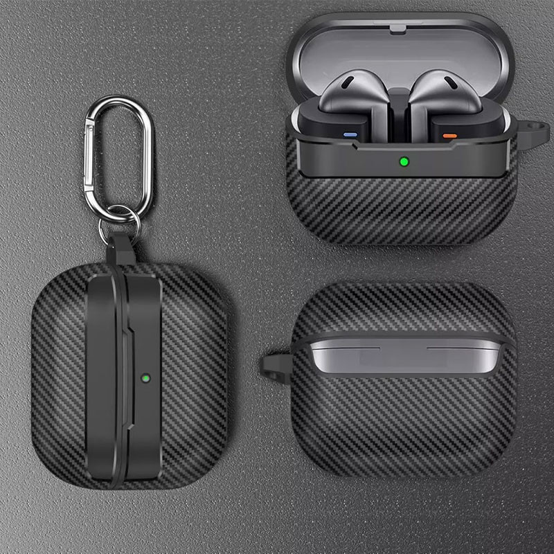 کاور مسیر مدل GXY Carbon Fiber مناسب برای کیس هدفون بی سیم سامسونگ Galaxy Buds 3  3 Pro به همراه آویز