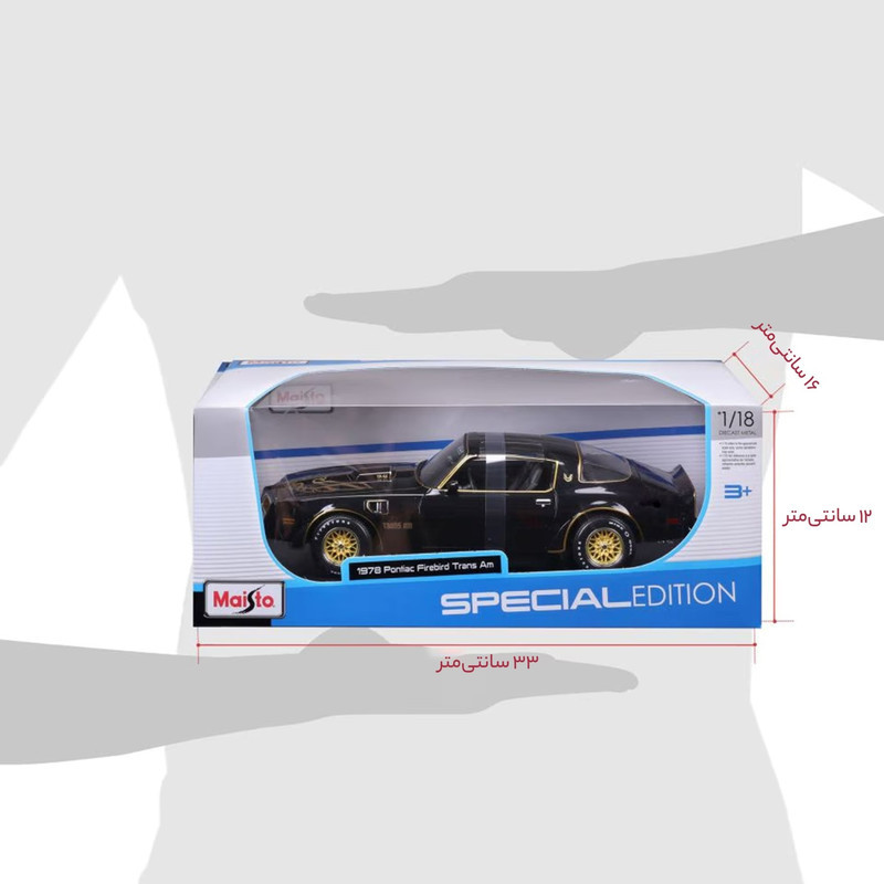 ماشین بازی مایستو مدل 1978 Pontiac Firebird Trans Am فلزی غیرکنترلی مقیاس 1:18 با در بازشونده از بغل و الهام از نمونه واقعی