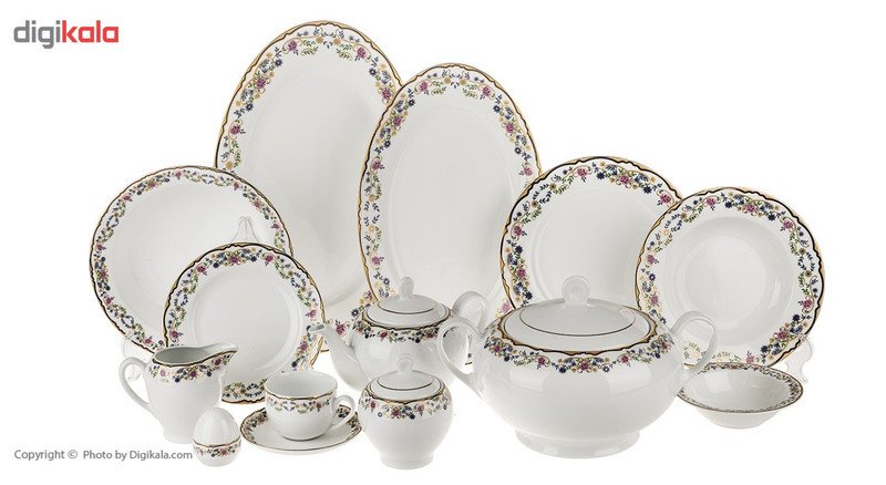 سرویس غذاخوری 102 پارچه چینی زرین ایران سری ایتالیا اف مدل Golestan درجه یک