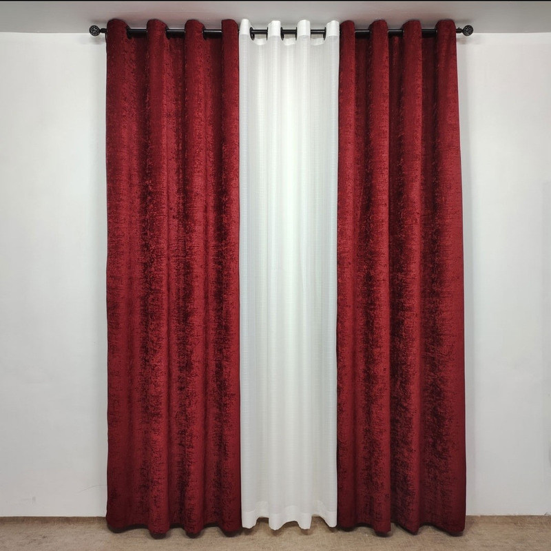 پرده مدل  پانچ مخمل ساده شانل سایز 280x145 سانتی‌متر
