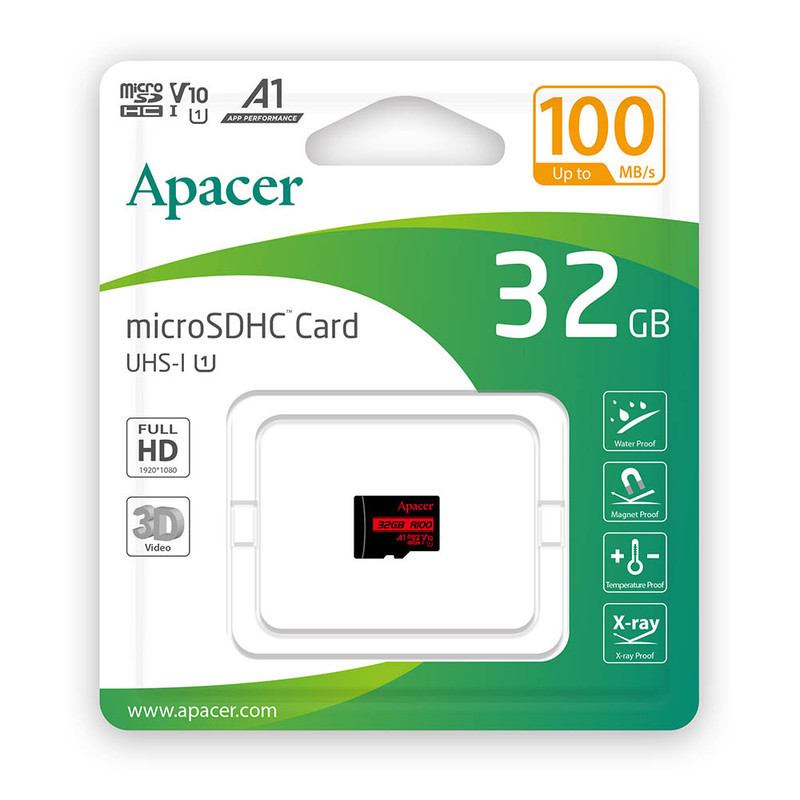 کارت حافظه microSDHC اپیسر مدل R100 کلاس 10 استاندارد UHS-I U1 سرعت 100MBps ظرفیت 32 گیگابایت