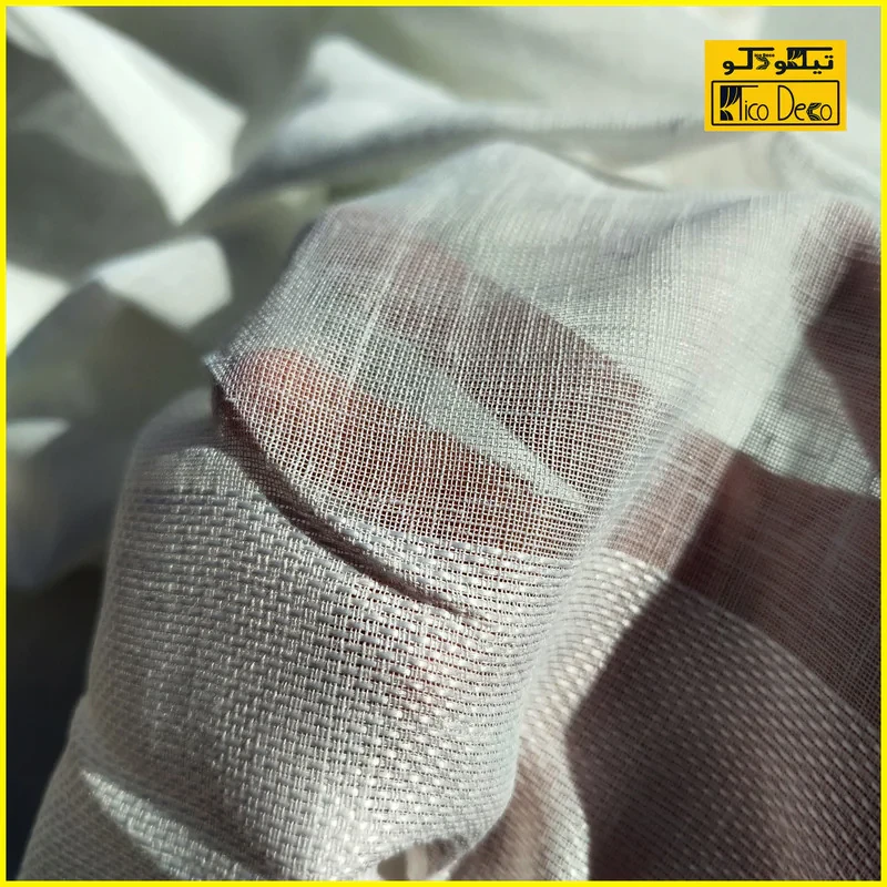 پرده پانچ تیکو دکو مدل کتان شفاف حاشیه دار سایز 280 × 300 سانتی‌متر