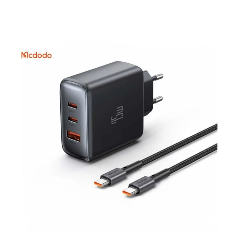 شارژر دیواری 45 وات 3 پورت مک دودو مدل 3-Ports به همراه کابل تبدیل USB-C به USB-C