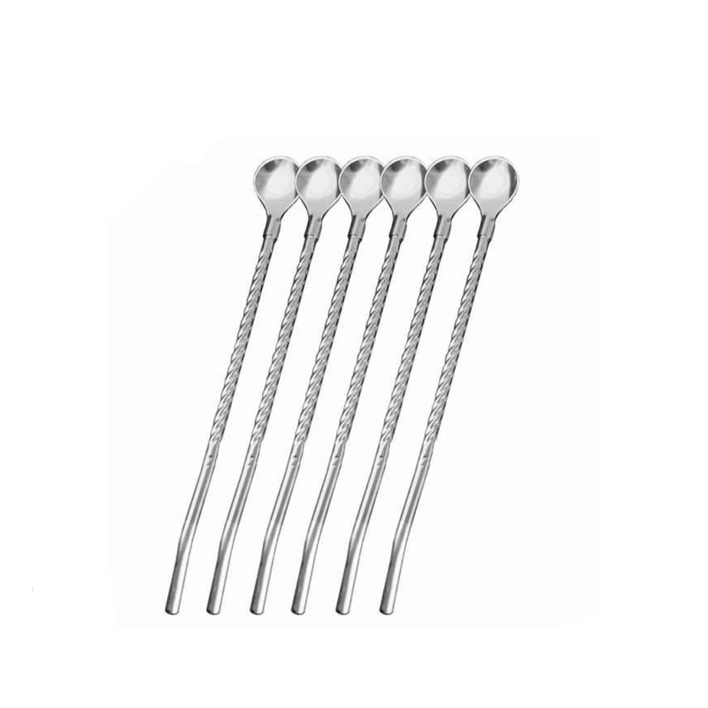 قاشق  شربت خوری مدل نی دار کد SH55 مجموعه 6 عددی