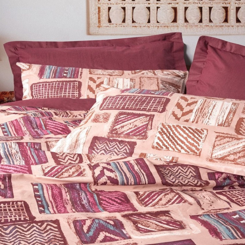 سرویس روتختی کاتن باکس مدل Ethnic Estilo Bordo دونفره 4 تکه