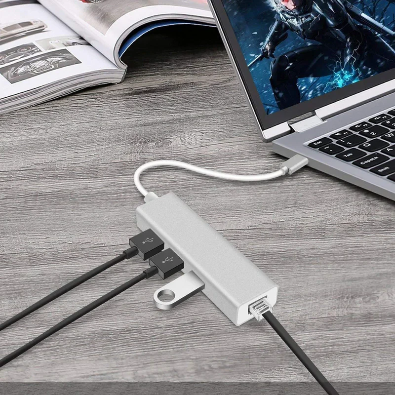 هاب USB-C چهار پورت و کارت شبکه مدل MN