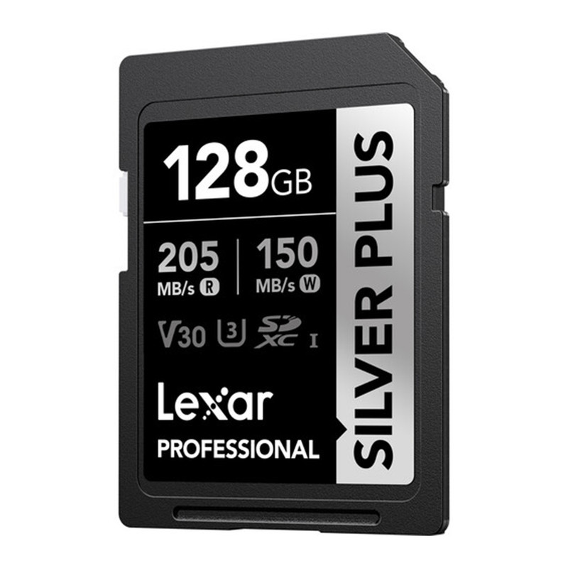 کارت حافظه SDXC لکسار مدل Professional SILVER PLUSکلاس 10 استاندارد UHS-I U3 سرعت 205MBps ظرفیت 128 گیگابایت