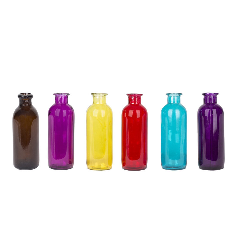 گلدان شیشه‌ای مدل مهناز کد 01، ابعاد 6×6×18 سانتی‌متر، وزن 250 گرم، قطر گلوگاه 2.5 سانتی‌متر، قطر بیرونی 4 سانتی‌متر، قطر کف 6 سانتی‌متر