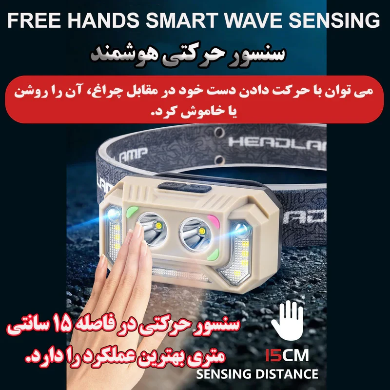 چراغ پیشانی مدل T129 با نور چند رنگ