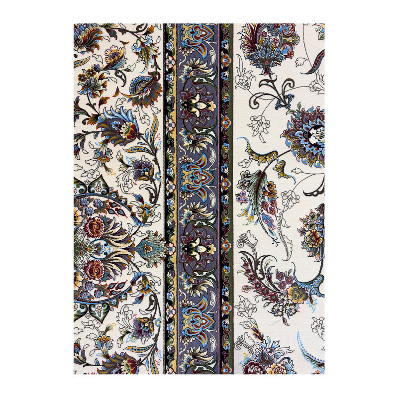 فرش ماشینی 1500 شانه فرش مشهد زمینه کرم حاشیه کرم مدل 815059