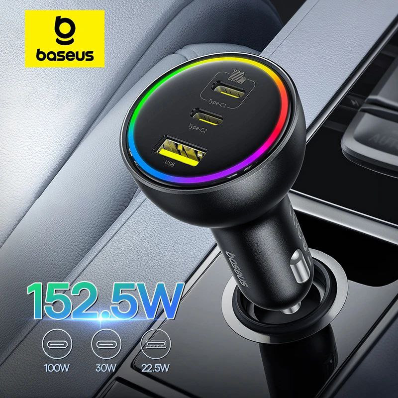 شارژر فندکی 152.5 وات بیسوس مدل BSCC-ZX-CCL به همراه کابل USB-C