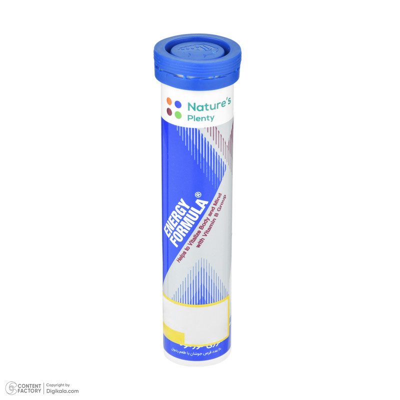 قرص جوشان انرژی‌زا نیچرز پلنتی مدل Energy Formula با طعم ردبول، افزایش انرژی و قدرت حین تمرین، کاهش خستگی مزمن، حاوی کافئین و ویتامین‌های گروه B، بدون لاکتوز، بسته 20 عددی، وزن 93 گرم