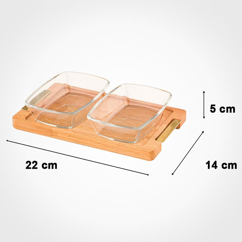 اردوخوری لیمون مدل پایه چوبی مجموعه 3 عددی