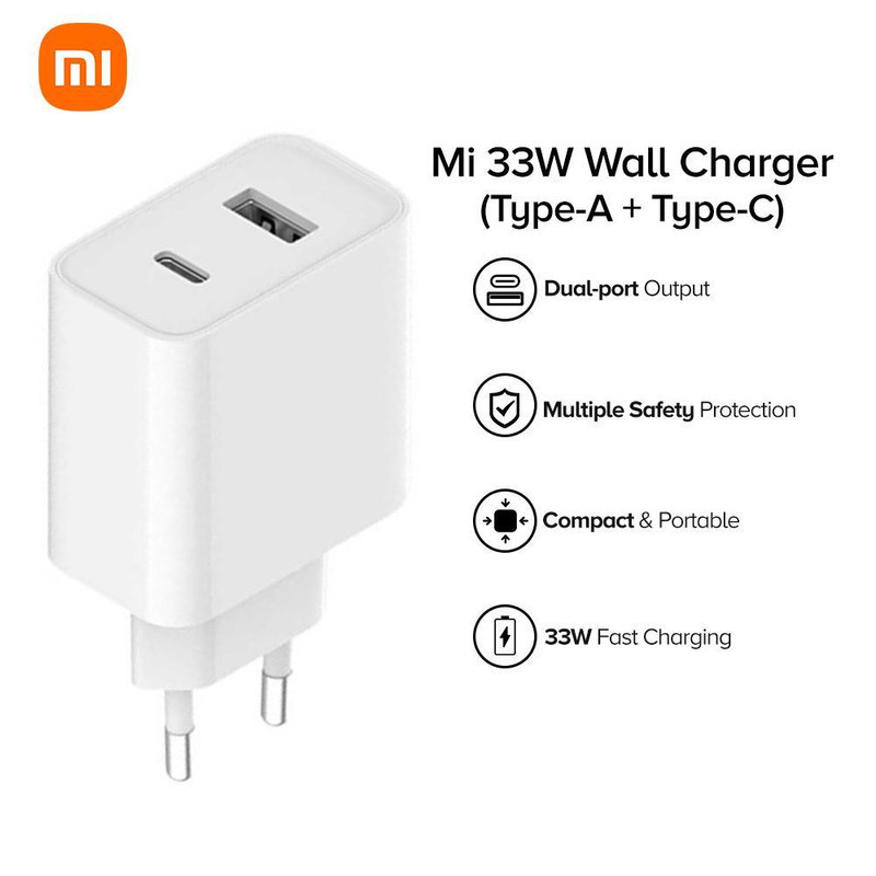شارژر دیواری شیائومی مدل 33W به همراه کابل تبدیل USB-C