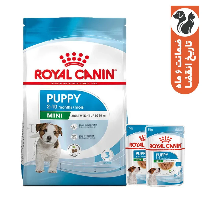 غذای خشک و توله سگ رویال کنین مدل Mini Puppy وزن 2 کیلوگرم مجموعه 3 عددی
