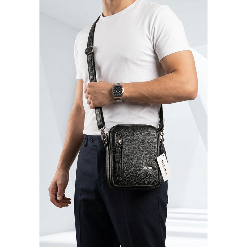 کیف دوشی مردانه بیورا مدل چرم طبیعی کد dbb163