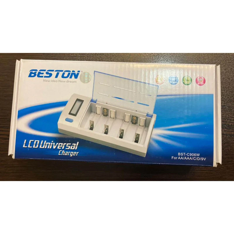 شارژر باتری بستون مدل BST-C906W به همراه باتری نیم قلمی بسته 2 عددی