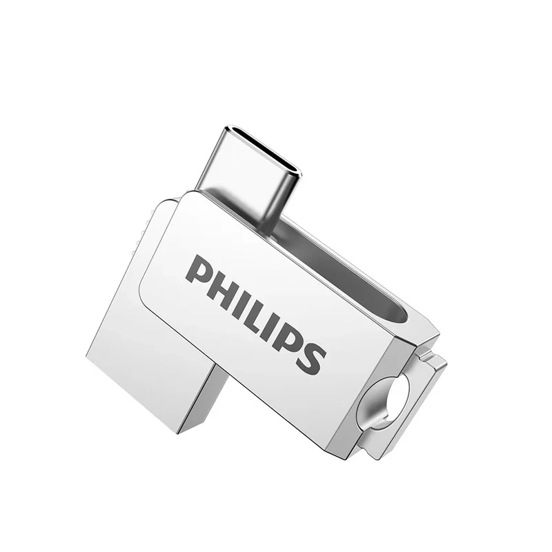 فلش مموری OTG فیلیپس مدل FM30UC ظرفیت 64 گیگابایت با رابط USB 3.2 و Type-C، سرعت خواندن 130 مگابایت بر ثانیه، سرعت نوشتن 80 مگابایت بر ثانیه، سازگار با ویندوز، مک و لینوکس، مقاوم در برابر خش و اثر انگشت