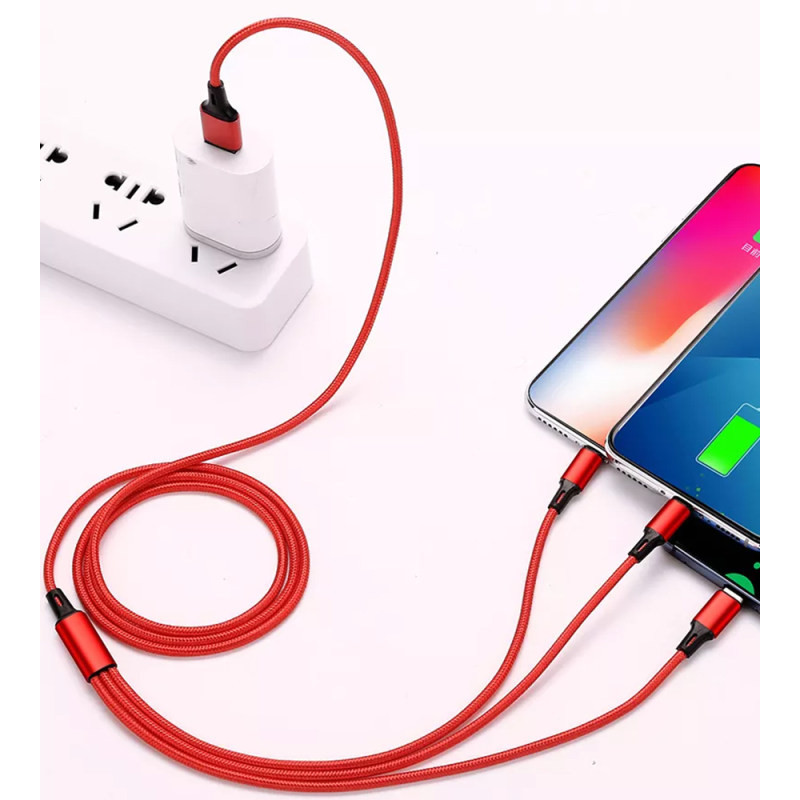 كابل تبدیل USB به  لايتنينگ micro USBUSB-C سمگپرس مدل توربو شارژ طول 1 متر