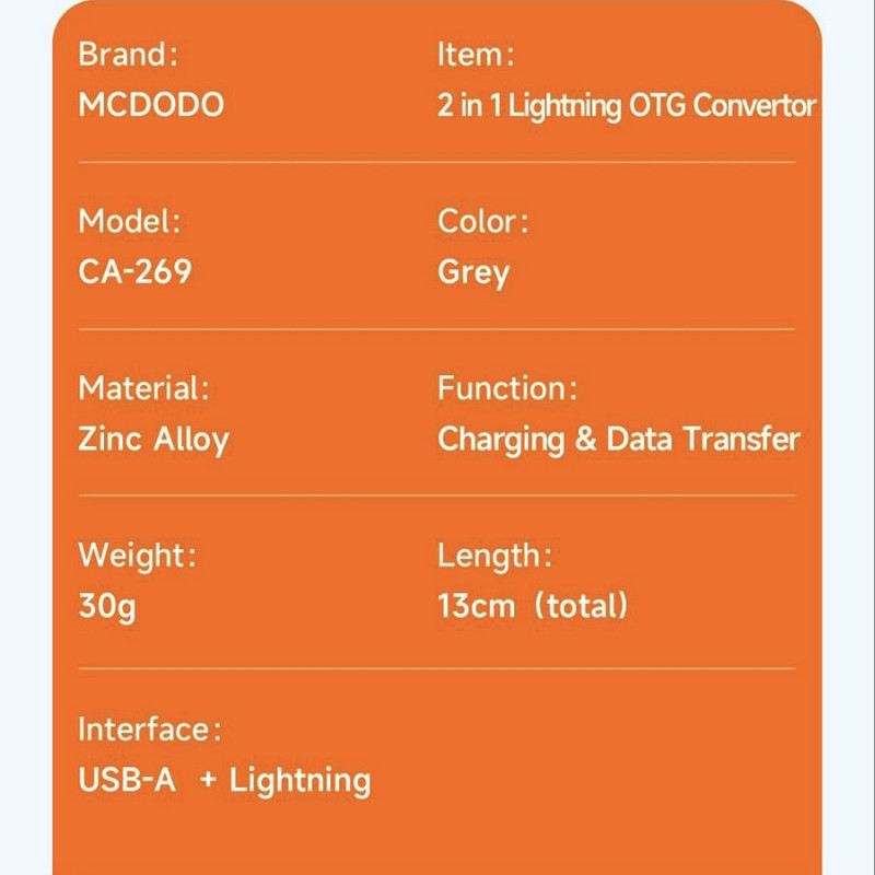 مبدل لایتنینگ به USB USB-C مک دودو مدل CA-2690