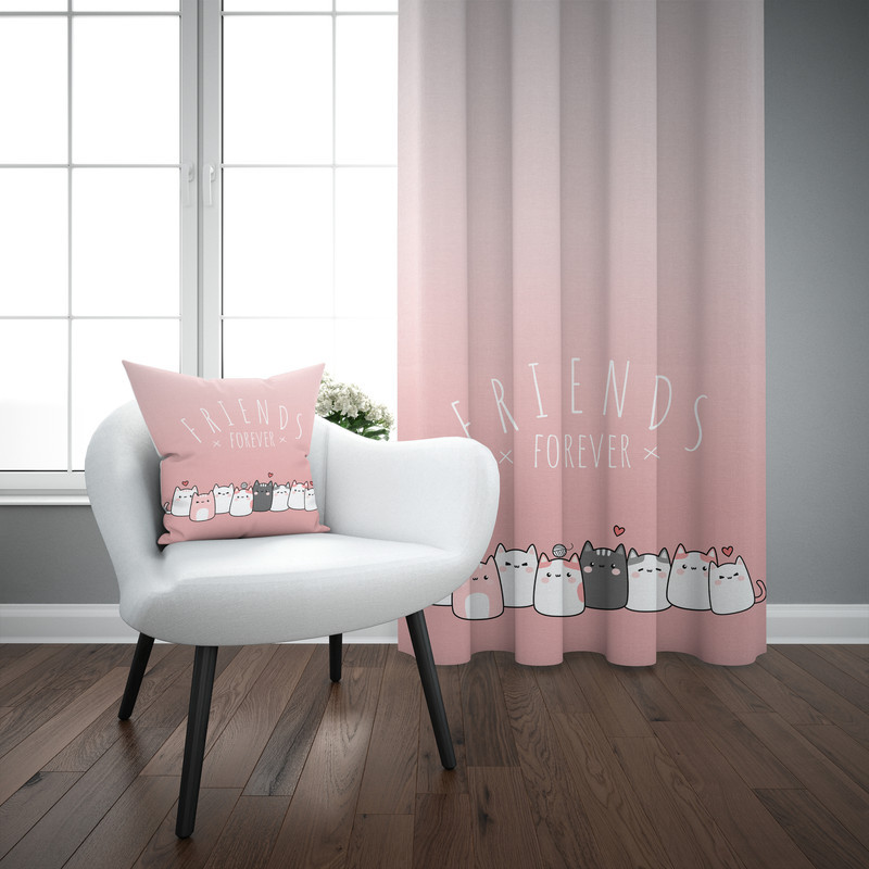 پرده مدل اتاق کودک طرح گربه سایز 140x280 سانتی متر