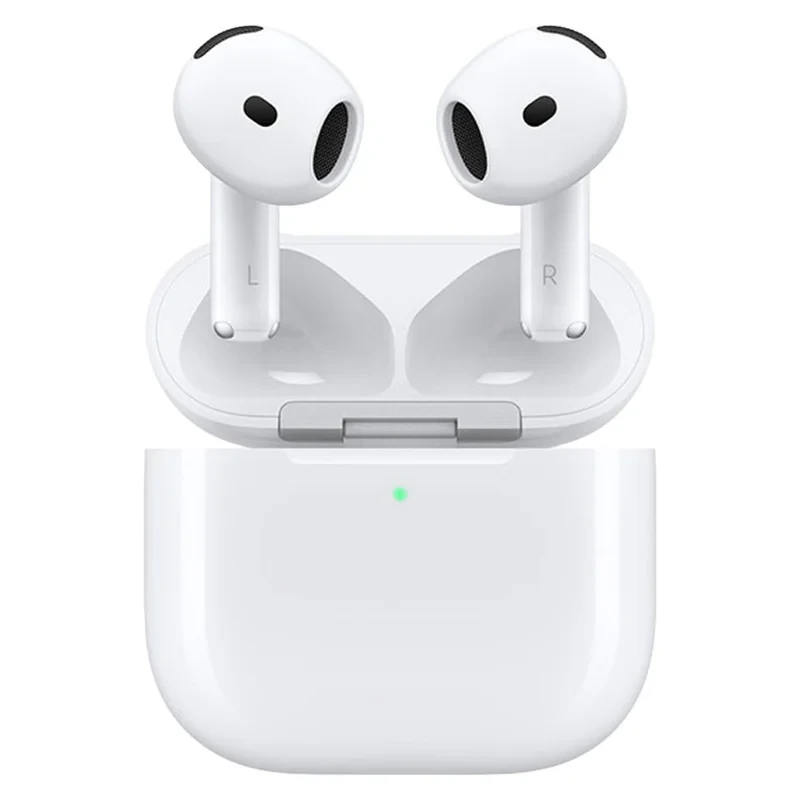 هدفون بلوتوثی اپل مدل AirPods 4 فاقد قابلیت نویز کنسلینگ، درگاه شارژ USB Type-C، شارژ بی سیم، با قابلیت اتصال به چند دستگاه، پشتیبانی از فرمان لمسی، نشانگر LED، پشتیبانی از دستیار صوتی، مقاوم در برابر آب