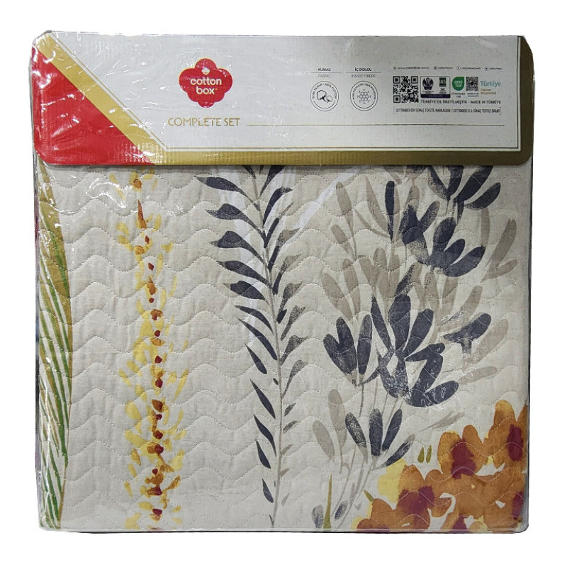 سرویس روتختی دو نفره 4 تکه کاتن باکس مدل Complete Set Mode Line Flos Bordo C.K