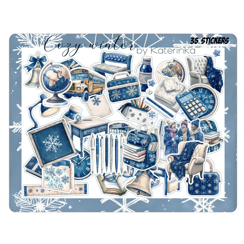 برچسب طرح برش خورده بولت ژورنال مدل Cozy Winter بسته 35 عددی