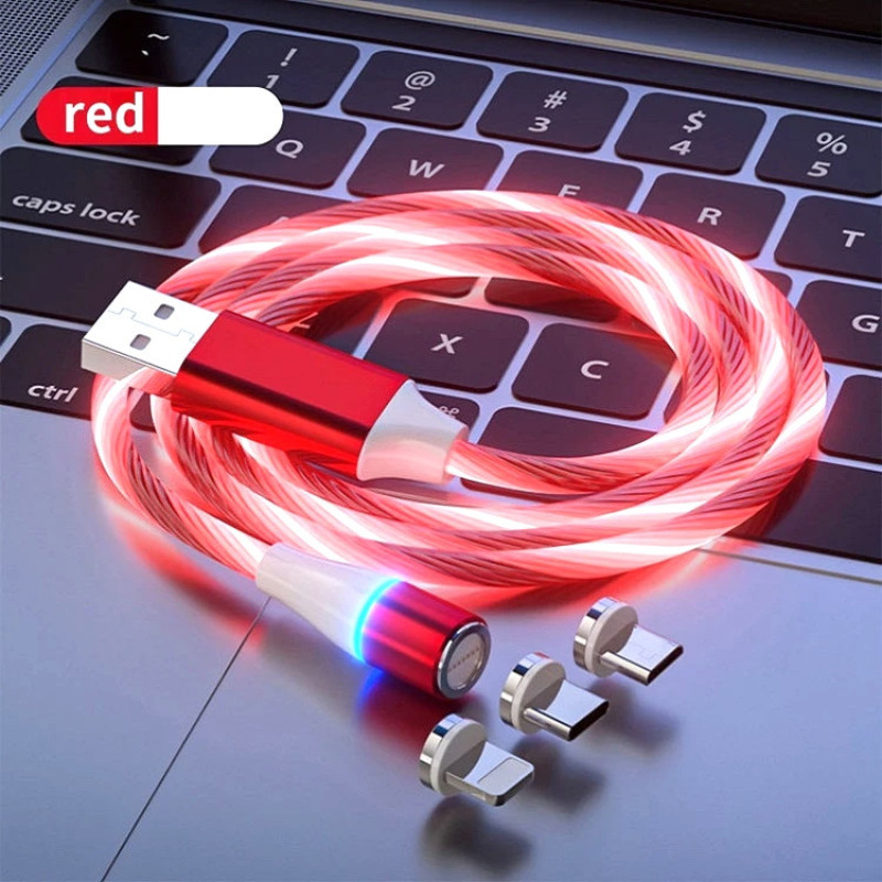 کابل تبدیل مغناطیسی  USB به MicroUSB  USB-C  لایتنینگ مدل  RGB  1x3 طول 1 متر