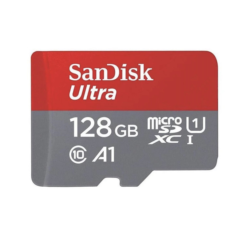 کارت حافظه microSDXC سن دیسک مدل Ultra A1 کلاس 10 استاندارد UHS-I سرعت 100MBps ظرفیت ۱۲۸ گیگابایت به همراه آداپتور SD