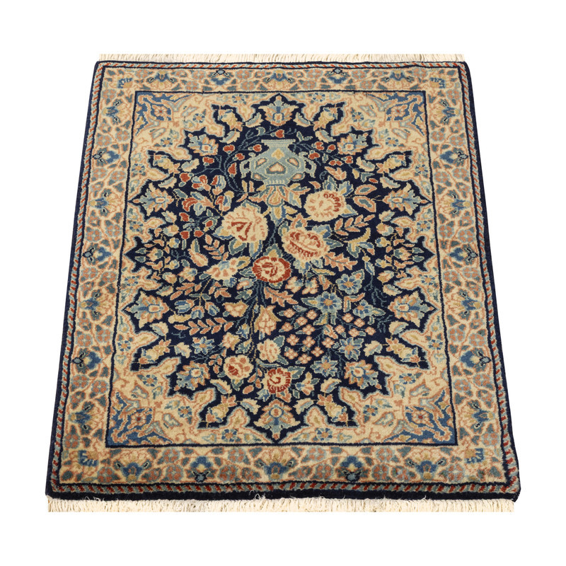 فرش دستبافت 0,4 متری طرح راور کد 97P626 زمینه سرمه ای