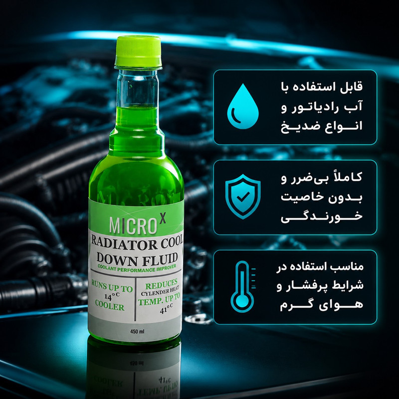 ضدیخ و ضدجوش 100 به 0 میکروایکس بیاض مدل 45 حجم 450 میلی لیتر