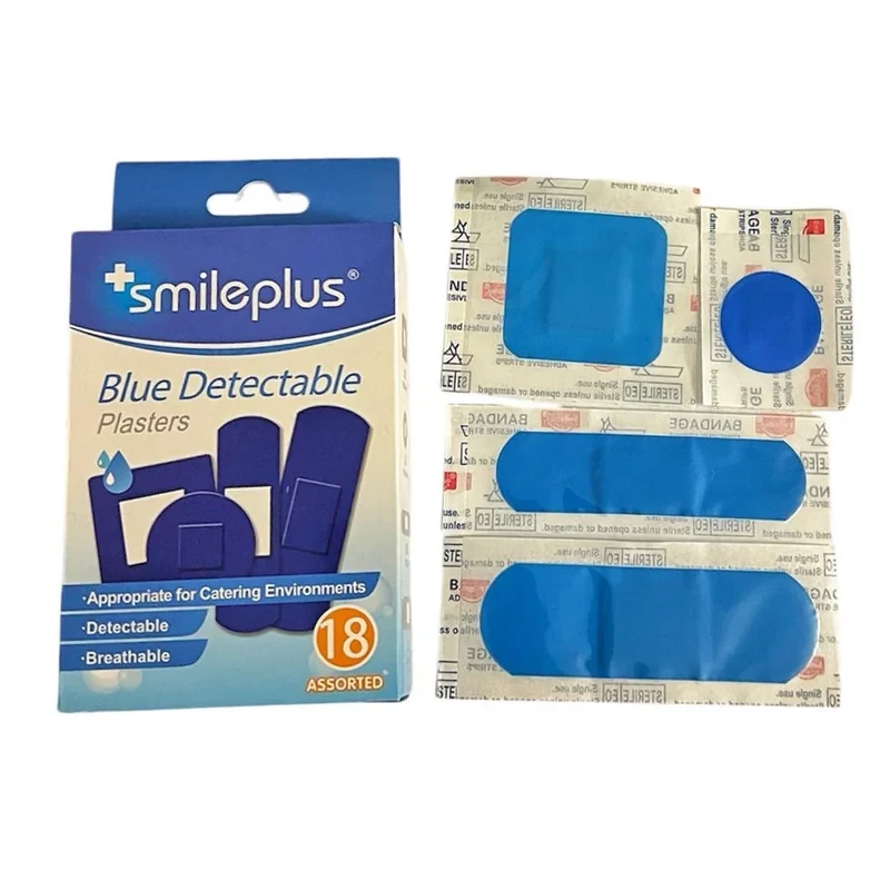 چسب زخم اسمایل پلاس مدل Blue Detectable کد 6304 بسته 18 عددی